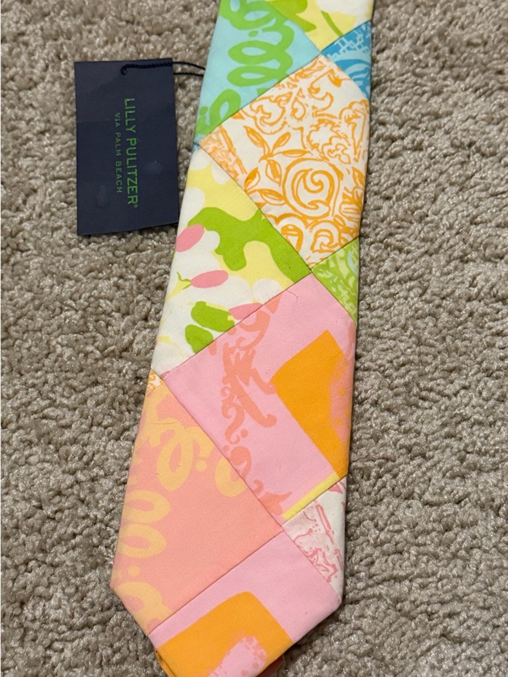 Vintage Lilly Pulitzer Patchwork Necktie Jubilee Patch Rare NWT HTF